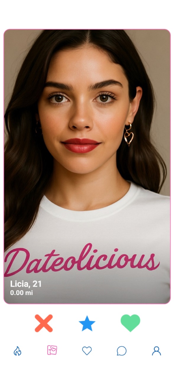 Dateolicious iPhone app showing profile discovery